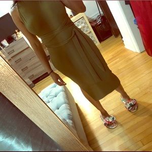 Low Back Olive Green Midi Dress